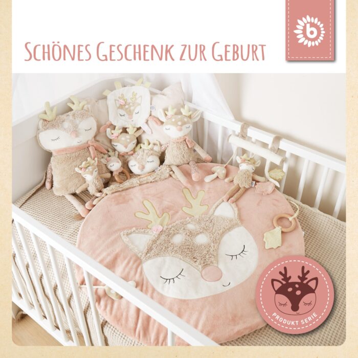 Bieco Kuscheltier Reh Ella mit Rassel | Baby Kuscheltier ab 0 Monate Stofftier Baby Plüschtie – Bild 3
